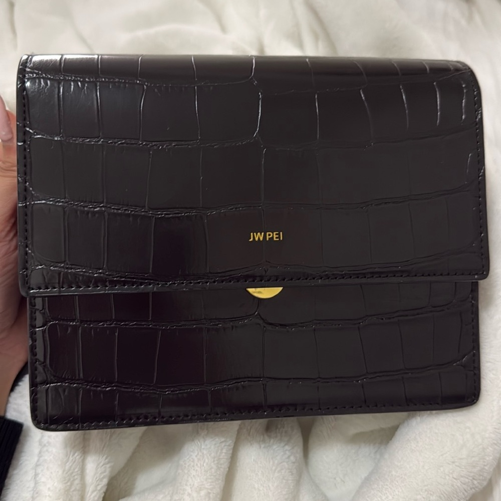 JW PEI Mini Flap Bag - Black Croc